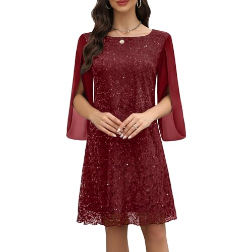 Wedding Guest Dresses for Women,Cocktail Dress,Dresses for Weddings as a Guest, Lace Chiffon Evening Dress