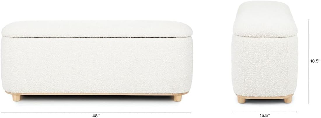 Luxury Upholstered Ottoman Bench storage Ottoman In Boucle Upholstered Woolen Fabric Upholstered With Solid Wood Base Ottoman Storage Bench