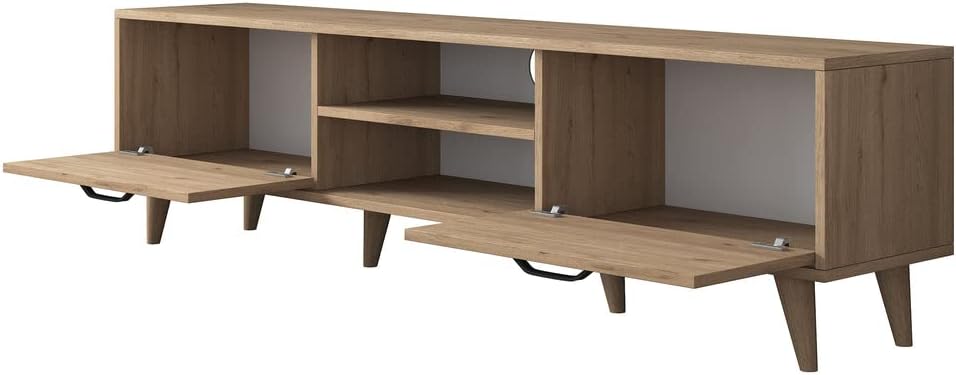 Home Canvas Tv Unit Modern Free Standing Tv Stand 180 cm - Oak