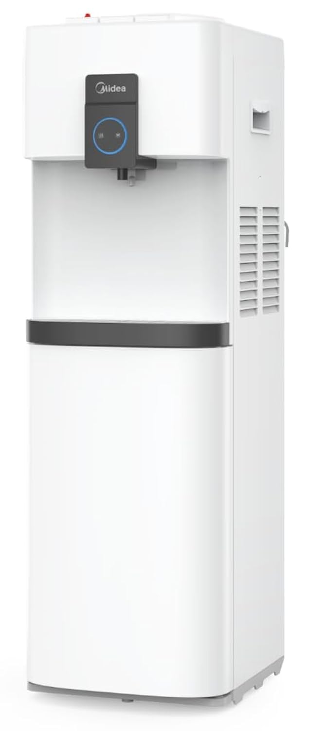 Midea Top Loading Water Dispenser with Bottom Refrigerator, Hot Cold And Ambient Temperature, Cooler Fridge with Large Storage Space, Child Safety lock, Best for Home Kitchen Office & Pantry, YL2037SB