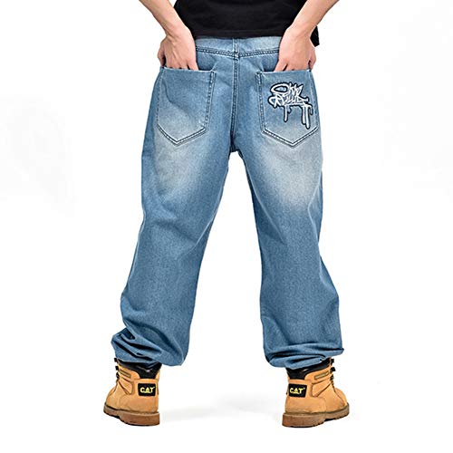 LUOBANIU Men's Vintage Hip Hop Style Baggy Jeans Denim Loose Fit Dance Skateboard Pants