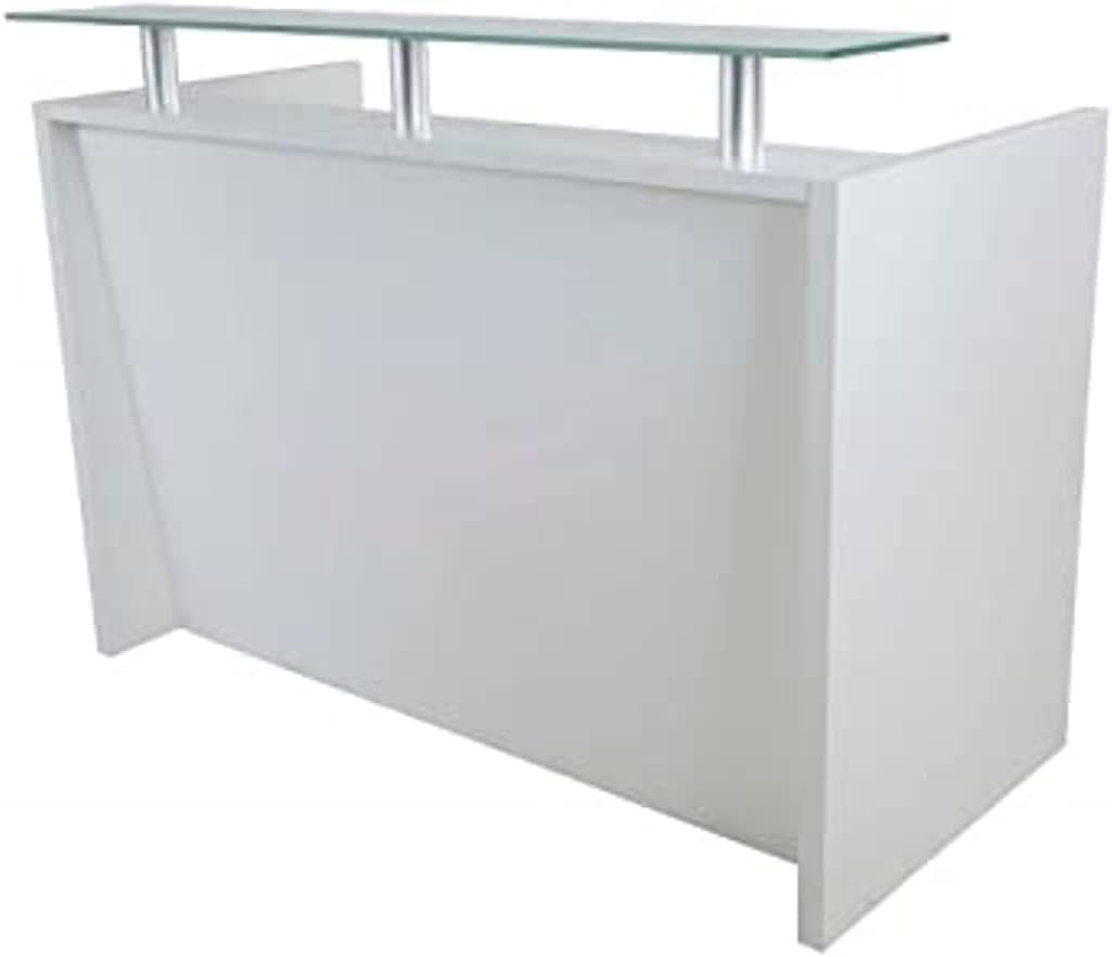 Mahmayi REC-2 Designer Reception Desk For Office Space, Front Office Desk (White-Coco Bolo)