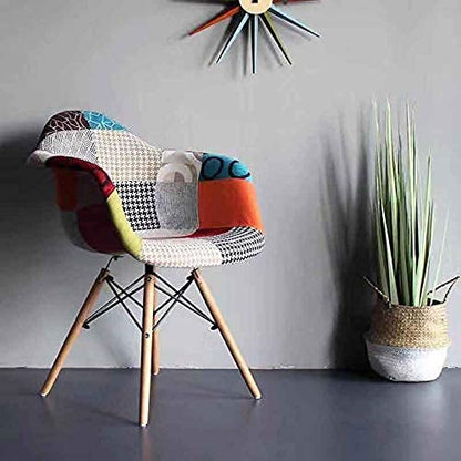 LANNY Modern Designer Dining Chair Colorful Eames Fabric Casual Chair with ARM, Creative Cloth Chairs Suitable For Home Office Living Room