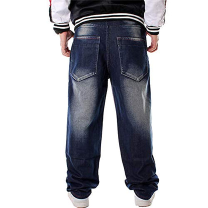 LUOBANIU Men's Vintage Hip Hop Style Baggy Jeans Denim Loose Fit Dance Skateboard Pants