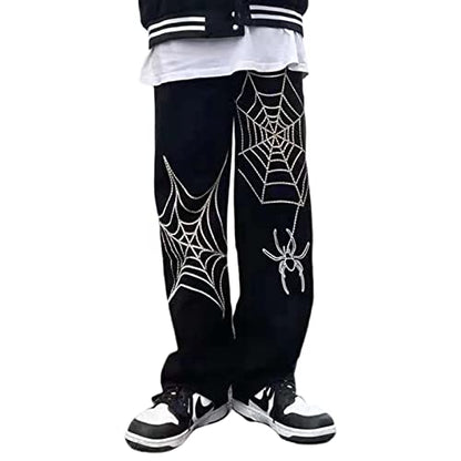 FantasyGears Y2k Jeans Men Grunge Hip Hop Baggy Pants Straight Leg Graphic Denim Joggers Loose Goth Trousers Streetwear