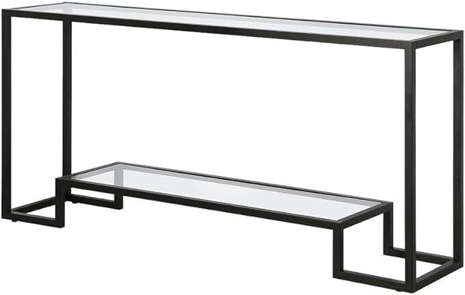 JOHN'SDECOR Console Table Pre Assembled Glass Shelves with Metal Frame Entrance Console Table Sofa Side Table Hallway Console Table Modern Entryway Console Table (Small 55 x 20 x 70 Cm)