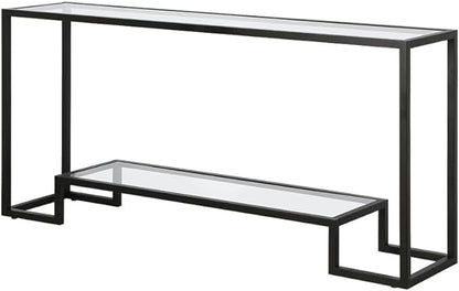 JOHN'SDECOR Console Table Pre Assembled Glass Shelves with Metal Frame Entrance Console Table Sofa Side Table Hallway Console Table Modern Entryway Console Table (Small 55 x 20 x 70 Cm)