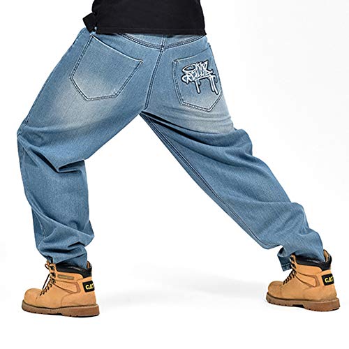 LUOBANIU Men's Vintage Hip Hop Style Baggy Jeans Denim Loose Fit Dance Skateboard Pants