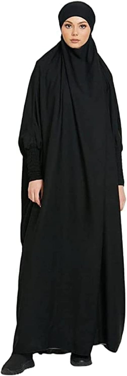 BOJON Women's Muslim One Piece Prayer Dress for Women Abaya Dress Islamic Middle East Dubai Turkey Maxi Abaya Kaftan with Hijab Dress Full Length