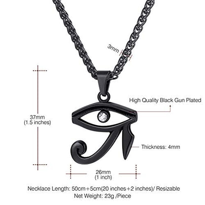 U7 Ancient Egyption Jewelry Stainless Steel 18K Gold Plated Eye of Horus Necklace, Ankh Cross Pendant, Men Women Fashion Jewelry with Chain 22 Inch, Send Gift Box