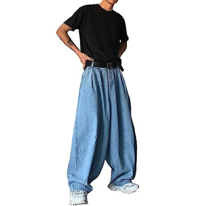 Nutirangee Men's Loose Fit Baggy Jeans Casual Streetwear Wide Leg Hip Hop Oversized Denim Pants