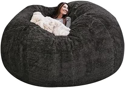 EKWQ Bean Bag,Big Huge Giant Bean Bag Chair for Adults, (No Filler) Bean Bag Chair for Adults Kids Comfy Fluffy Giant Round Beanbag Lazy Sofa Cover- Machine Washable Covers, Double Stitched Seams