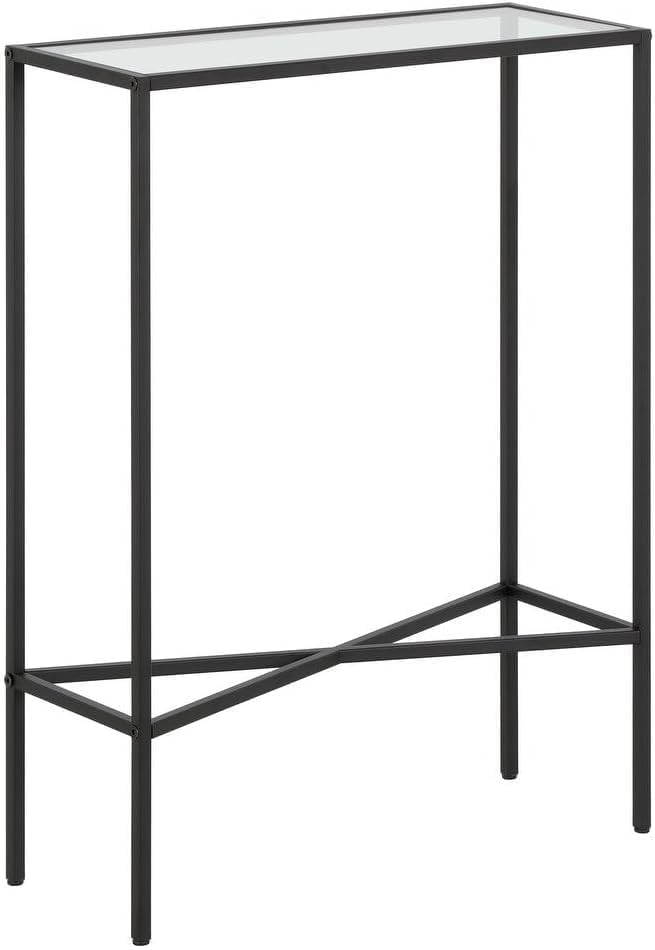 LINGWEI Modern Console Table with Glass Shelves & 1.3cm Thick Metal Frame - Pre-Assembled 3-Tier Entryway Table for Living Room, Hallway, or Sofa Side (Style-3)