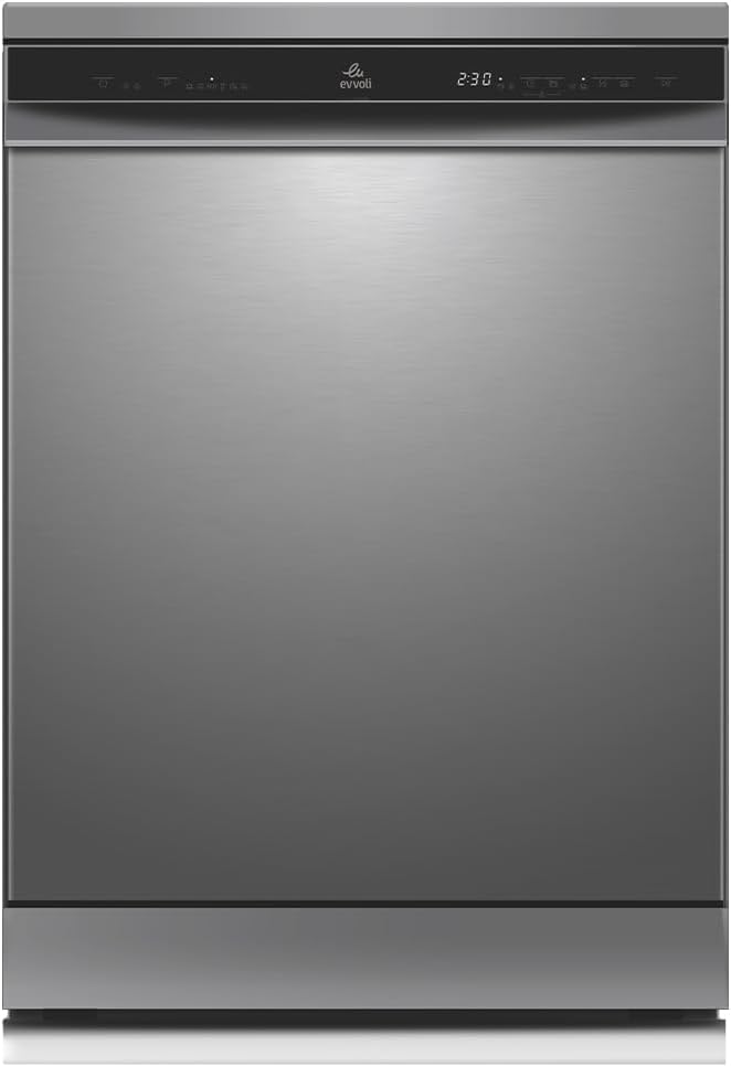 evvoli Dishwasher 12 place setting, 6 programs, 2 Rack Levels, 11 L,High Energy Efficiency, Quiet, Silver EVDW-122S