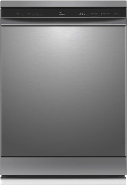 evvoli Dishwasher 12 place setting, 6 programs, 2 Rack Levels, 11 L,High Energy Efficiency, Quiet, Silver EVDW-122S