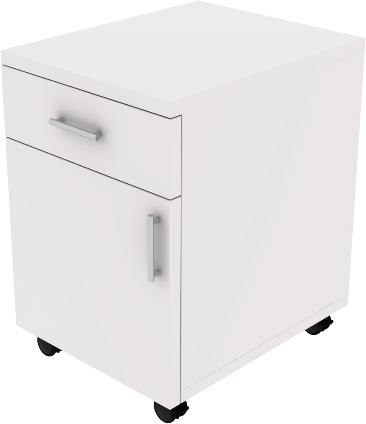 RIGID Mobile Pedestal Filing Cabinet with 1 Drawer and 1 Door File Cabinet Storage Organizer with Movable Wheels for Home & Office (Industrial Wood)