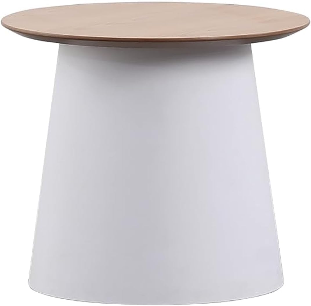 Daamudi KAI Round Table, Minimalist Center Table or Coffee Table for Home & Office, Low Sofa Side Table, End Table, Couch TeaTable for Living Room, Bedroom or Office Space (WHITE, MEDIUM)