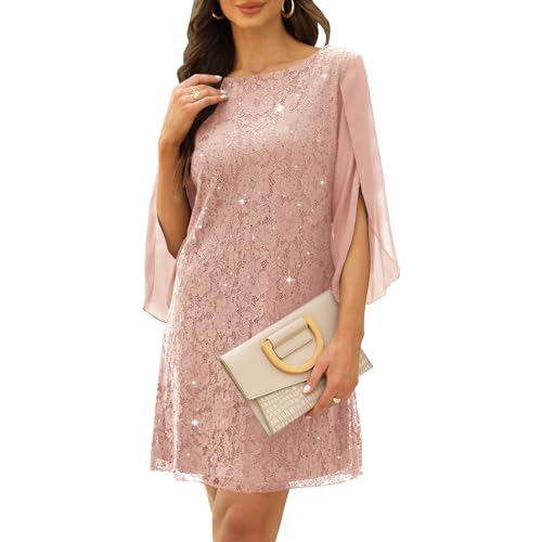 Wedding Guest Dresses for Women,Cocktail Dress,Dresses for Weddings as a Guest, Lace Chiffon Evening Dress