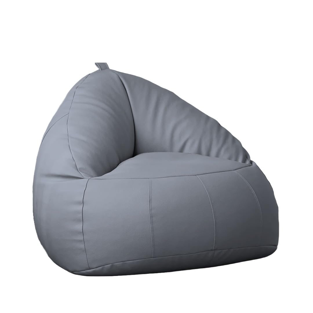 Eminence Home Rio Filled Bean Bag Sofa Chair - Large 78x78x80cm (Grey), Lounger, made of strong and premium quality Faux Leather Fabric for ultimate comfort and durability.