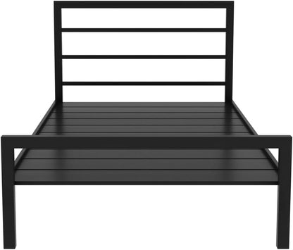 RIGID Steel Bed With Heavy Duty Metal Platform (Single Bed, Black)