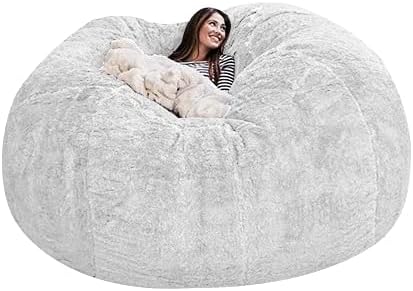 EKWQ Bean Bag,Big Huge Giant Bean Bag Chair for Adults, (No Filler) Bean Bag Chair for Adults Kids Comfy Fluffy Giant Round Beanbag Lazy Sofa Cover- Machine Washable Covers, Double Stitched Seams