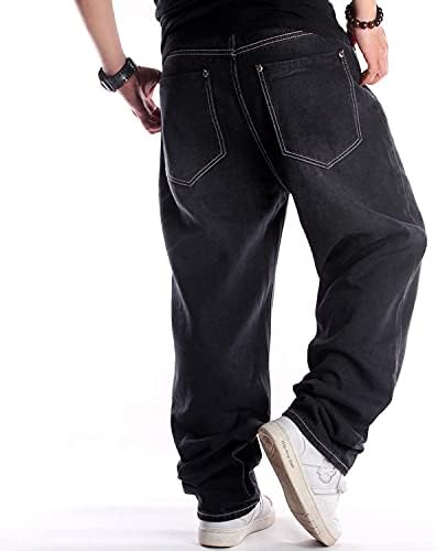 SMIOPDES Men's Baggy Jeans Loose Fit Hip Hop Pants - Classic Straight Skateboard Denim Jeans