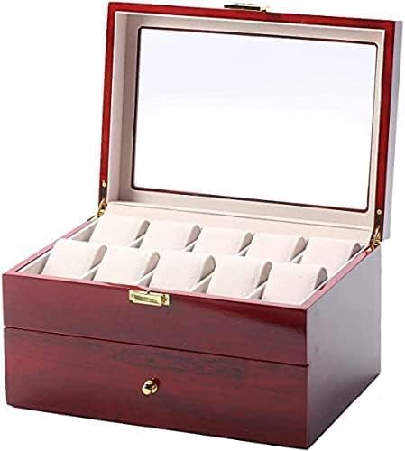 Homarket Wood Watch Box 20 Slots Glass Top Mens Watch Display Case Watch Box Organizer For Men Women Jewelry Storage Case With 20 Removable Soft Cushions Collection Boxes