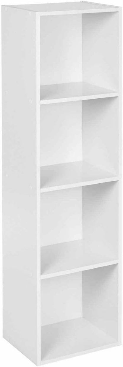 URBNLIVING Tier Wooden Bookcase Shelving Display Storage Shelf Unit Wood Shelves (White, 4 Shelf)