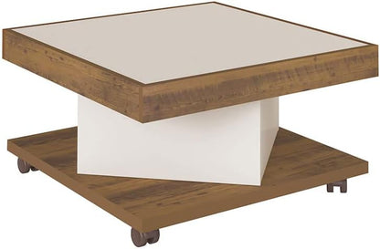 Artely Saara Coffee Table, Walnut Brown with Black - W 63 cm x D 63 cm x H 33.5 cm