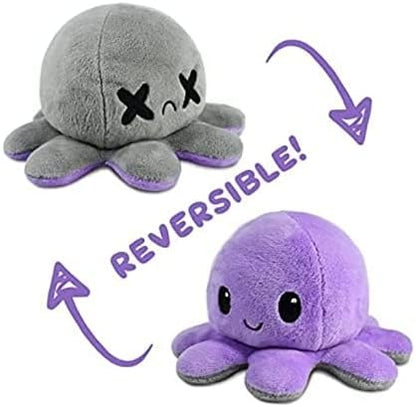 GrabMantra Reversible Octopus Plushie Soft Toys, Double-Sided Flip Stuffed Animal Mood Plush Show Your Mood Without Saying a Word, A Gift for Kids and Decorations | Happy + Angry | (Sunset + Mermaid)