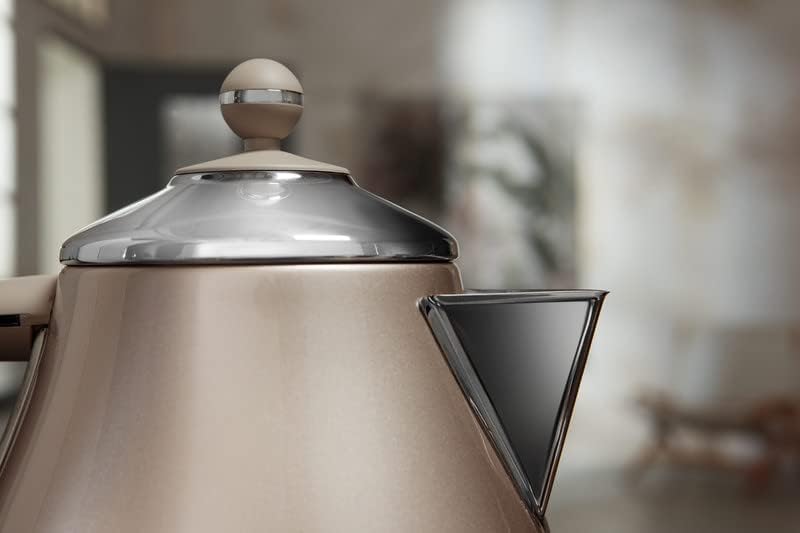 De'Longhi Icona Capitals Grey Vintage Style Kettle, 1.7 L Capacity with Water Level Indicator, 360 Swivel Base, Anti-Slip Feet, Soft Opening Lid, Premium Stainless Steel, KBOT3001.GY