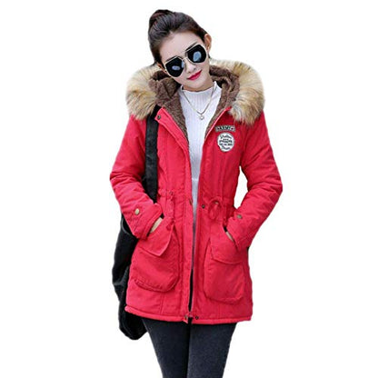 Yudesundo Down Padded Jackets for Women - Parka Winter Wear Overcoat Warm Waist Slim Fit Full Zipped Casual Faux Fur Lined Long Jackets