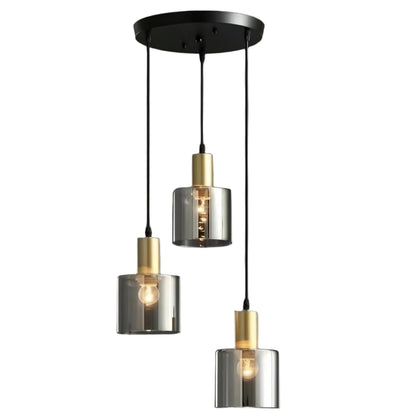 HUA QIANG WANG 3-Light Smoke Gray Glass Pendant Light,Modern Glass Hanging Light Chandelier for Living Room Dining Room Bedroom Kitchen Island