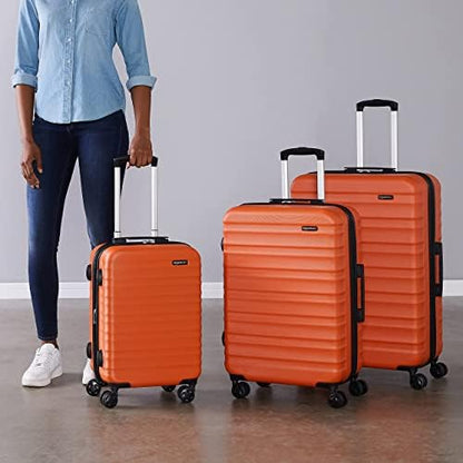 Amazon Basics 3-Piece Set Hardside Spinner- 20/24/28 Inch (50/60/71 cm) Material: ABS, Orange