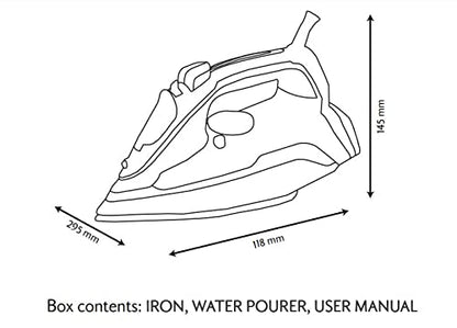 Roomwell UK Lightweight & Compact Xpress Steam Plus Iron with Durable Soleplate, Triple cleaning function (2400W_Black)