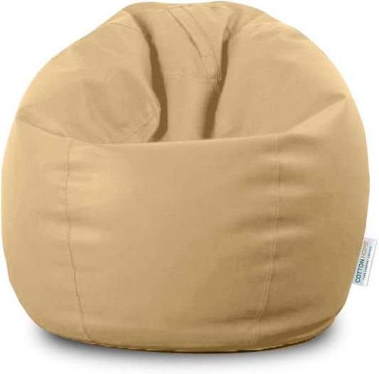 Cotton Home Kids Leather Bean Bag- Dark Beige 50x80x80cm | Indoor Outdoor Furniture | Sofa Zipper Closure Couch PU Leather | Polystyrene Beads Filling Chair | Comfy Washable | Room Organiser for kids