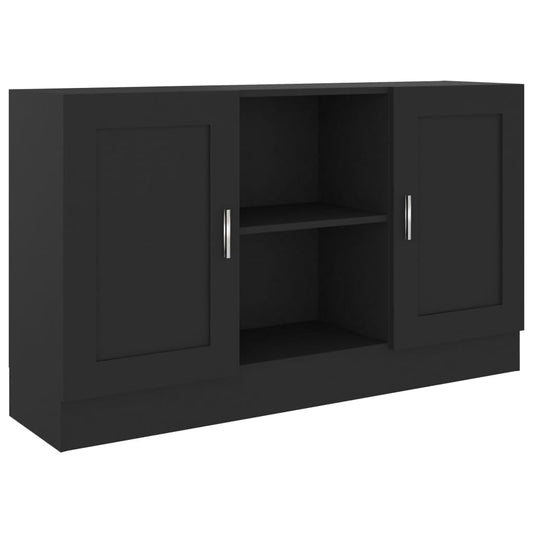 vidaXL Sideboard Storage Cupboard Side Buffet Cabinet Home Organiser Furniture Living Room Bedroom Indoor Decoration Black Engineered Wood