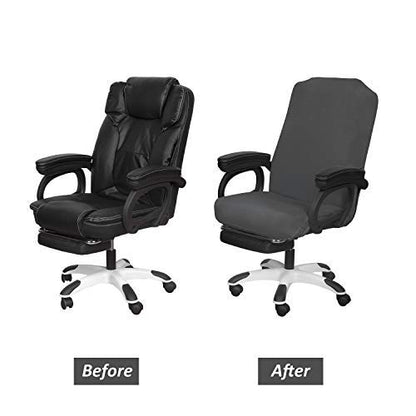 SARAFLORA Polyester Solid Stretch Washable Computer Chair Slipcovers for Universal Rotating for Boss, Office Chair (Large, Black)