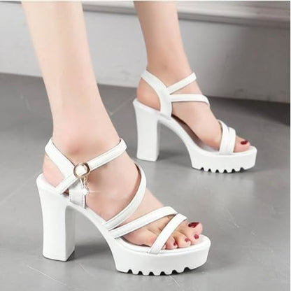 Women's Sandals Heels Comfortable Buckle Strap High Heel Platform Dress Pump Sandals Heels For Ladies