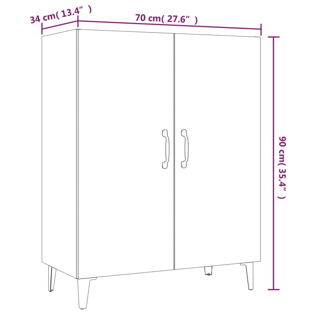 Makastle Buffet Sideboard Cabinet with Storage, Freestanding Floor Cabinet, Modern Storage Cabinet for Kitchen Living Room, Black 70x34x90 cm Engineered Wood