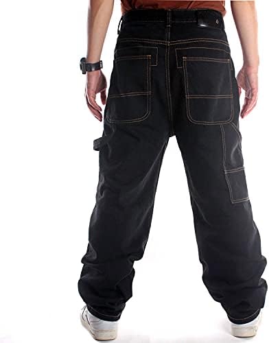 SMIOPDES Men's Baggy Jeans Loose Fit Hip Hop Pants - Classic Straight Skateboard Denim Jeans