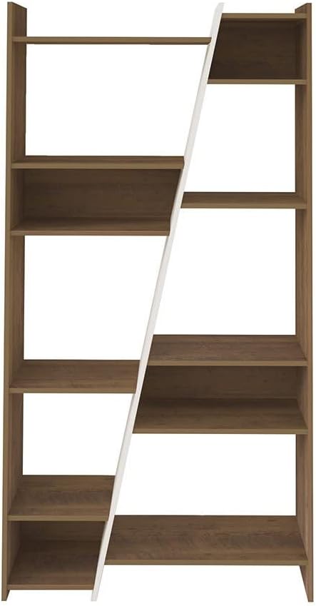 Artely Zap Bookcase, 11 Organizer Shelves; Pine Woody Brown With Off White - W 93 cm X D 30 cm X H 179 cm, Pine Brown/Off White