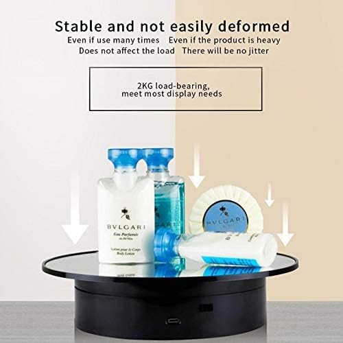 Anecity 360 Degree Electric Motorized Rotating Display Stand (Black Mirror Surface)