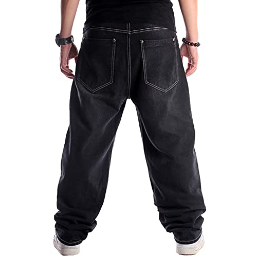 SMIOPDES Men's Baggy Jeans Loose Fit Hip Hop Pants - Classic Straight Skateboard Denim Jeans