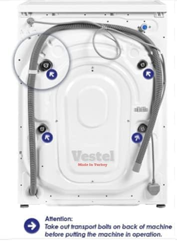 Vestel Made in Turkey 7KG Washing Machine, 1000 RPM, ESMA Certified, A++ Energy, 20 Programmes, LED screen, Giant & Full openning Door (180 degree openning), 5 Years Motor Warranty (W7104)