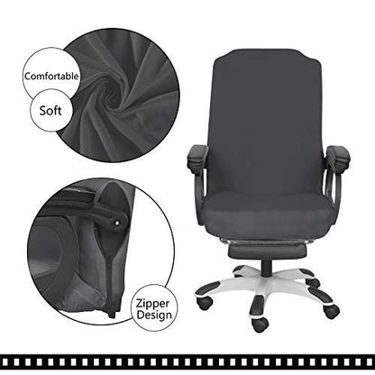 SARAFLORA Polyester Solid Stretch Washable Computer Chair Slipcovers for Universal Rotating for Boss, Office Chair (Large, Black)