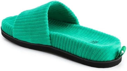 PAIS Women's Platform Slide Clogs, Soft Corduroy - Textile, Green, EU