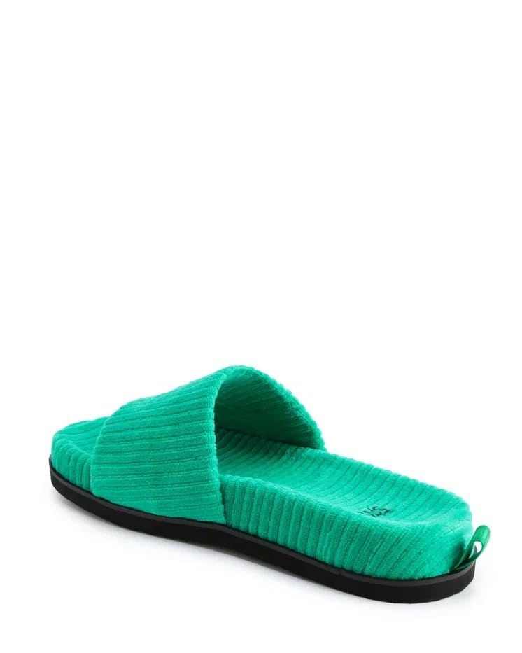 PAIS Women's Platform Slide Clogs, Soft Corduroy - Textile, Green, EU