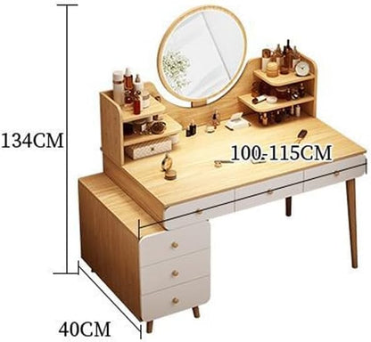 NKX Multifunctional Makeup Vanity Dressing Table with Drawers 115 CM