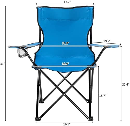 ECVV Beach Camping Folding Chair, Ultralight Backpacking Chair without Cup Holde, Carry Bag Compact & Heavy Duty Outdoor, Camping, BBQ, Beach, Travel, Picnic, Festival